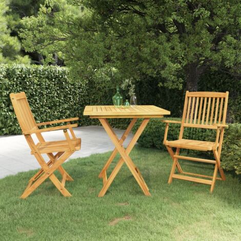 Ensemble à manger de jardin pliable 3 pcs-Salon de jardin-Ensemble repas d'extérieur Bois d'acacia solide 402331 (1/5)