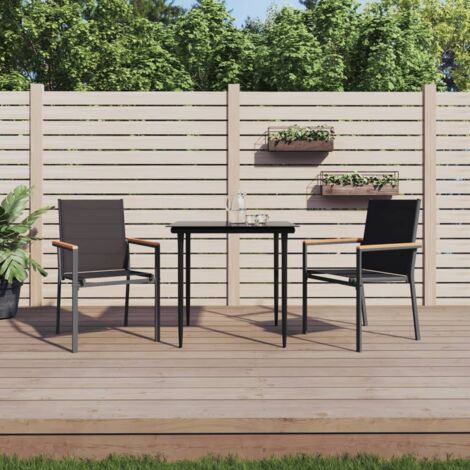 Ensemble à manger de jardin 3 pcs-Salon de jardin-Ensemble repas d'extérieur noir textilène et acier 946780 (1/5)