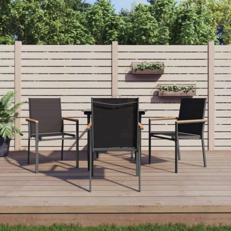 Ensemble à manger de jardin 5 pcs-Salon de jardin-Ensemble repas d'extérieur noir textilène et acier 727896 (1/5)