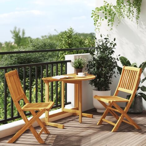 Ensemble à manger de jardin pliable 3 pcs-Salon de jardin-Ensemble repas d'extérieur bois d'acacia massif 403422 (1/5)