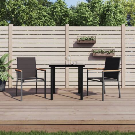 Ensemble à manger de jardin 3 pcs-Salon de jardin-Ensemble repas d'extérieur noir textilène et acier 170000 (1/5)