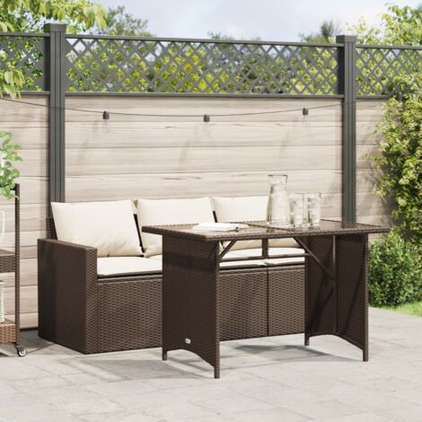 Ensemble à manger de jardin avec coussins 2 pcs-Salon de jardin-Ensemble repas d'extérieur marron rotin 913683 (1/5)