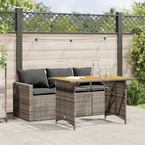 Ensemble à manger de jardin et coussins 2 pcs-Salon de jardin-Ensemble repas d'extérieur gris rotin 559411 (1/5)