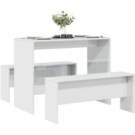 Ensemble table à manger et bancs 3 pcs-Table de Salle à Manger-Ensemble dîner bois d'ingénierie 706504 (1/5)