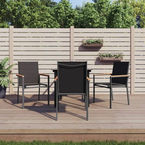 Ensemble à manger de jardin 5 pcs-Salon de jardin-Ensemble repas d'extérieur noir textilène et acier 278033 (1/5)