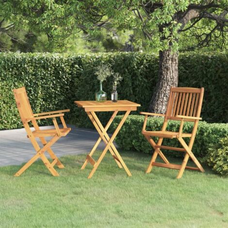 Ensemble à manger de jardin pliable 3 pcs-Salon de jardin-Ensemble repas d'extérieur Bois d'acacia solide 600990 (1/5)