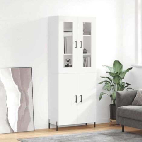 Buffet haut-Armoire de rangement Blanc 69,5x34x180 cm Bois d'ingénierie 962104 (1/5)