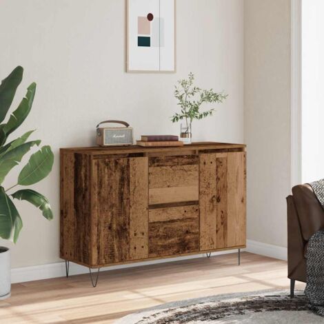 Buffet-Meuble de rangement vieux bois 104x35x70 cm bois d’ingénierie 925126 (1/5)