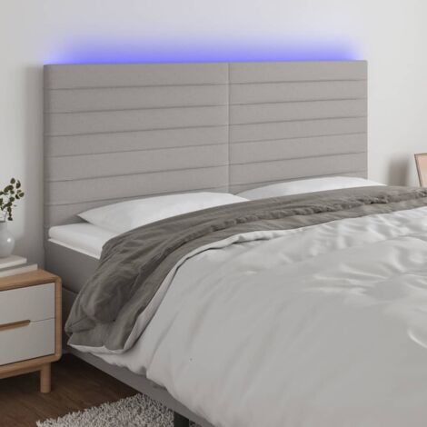 Tête de lit à LED-Panneau de lit avec lumière LED Gris clair 160x5x118/128 cm Tissu 691046 (1/5)