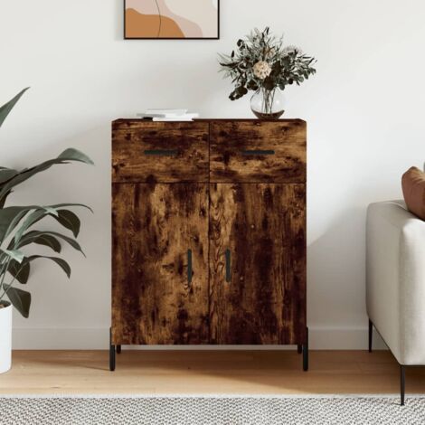 Buffet-Meuble de rangement chêne fumé 69,5x34x90 cm bois d'ingénierie 478675 (1/5)