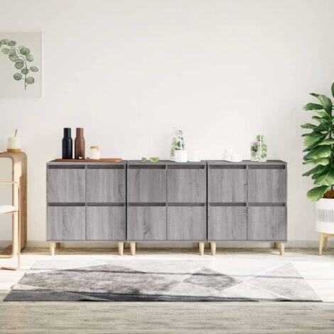 Buffets 3 pcs-Lot de 3 Meuble de rangement sonoma gris 60x35x70 cm bois d'ingénierie 988226 (1/5)