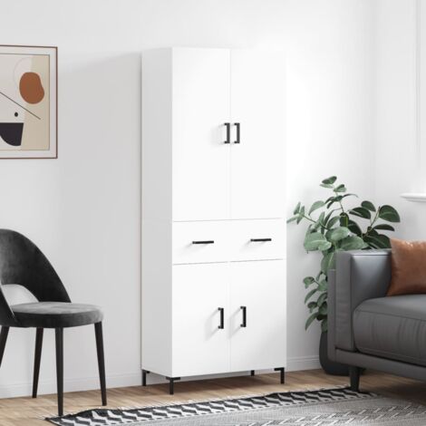 Buffet haut-Armoire de rangement Blanc 69,5x34x180 cm Bois d'ingénierie 858769 (1/5)