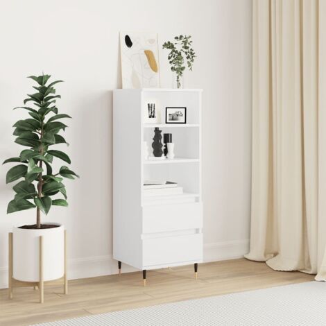 Buffet haut-Armoire de rangement Blanc 40x36x110 cm Bois d'ingénierie 399011 (1/5)