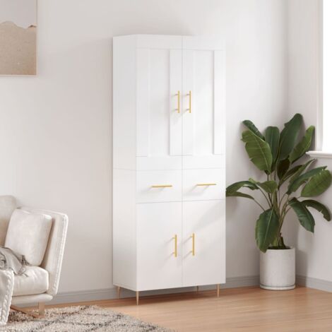 Buffet haut-Armoire de rangement Blanc 69,5x34x180 cm Bois d'ingénierie 157812 (1/5)