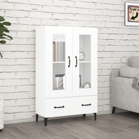 Buffet haut-Armoire de rangement Blanc 70x31x115 cm Bois d'ingénierie 631098 (1/5)