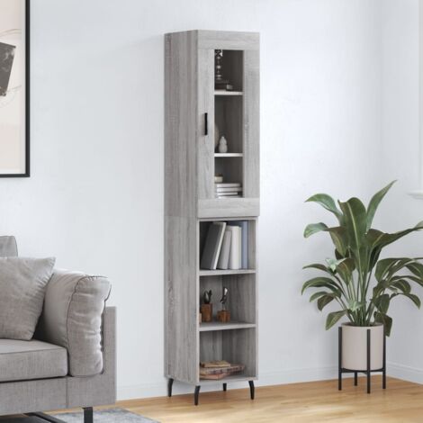 Buffet haut-Armoire de rangement Sonoma gris 34,5x34x180 cm Bois d'ingénierie 147313 (1/5)