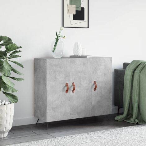 Buffet-Meuble de rangement gris béton 90x34x80 cm bois d'ingénierie 261966 (1/5)