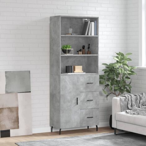 Buffet haut-Armoire de rangement Gris béton 69,5x34x180 cm Bois d'ingénierie 687555 (1/5)