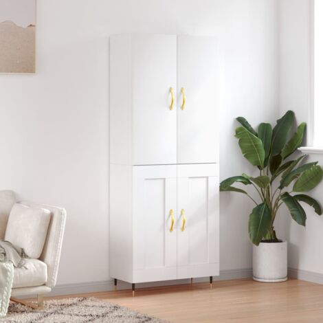 Buffet haut-Armoire de rangement Blanc 69,5x34x180 cm Bois d'ingénierie 132883 (1/5)