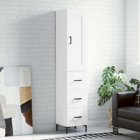 Buffet haut-Armoire de rangement Blanc 34,5x34x180 cm Bois d'ingénierie 160038 (1/5)