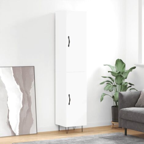 Buffet haut-Armoire de rangement Blanc 34,5x34x180 cm Bois d'ingénierie 316504 (1/5)