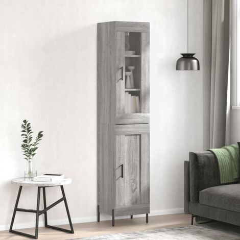 Buffet haut-Armoire de rangement Sonoma gris 34,5x34x180 cm Bois d'ingénierie 855187 (1/5)