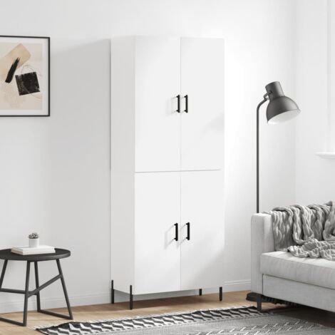 Buffet haut-Armoire de rangement Blanc 69,5x34x180 cm Bois d'ingénierie 601863 (1/5)