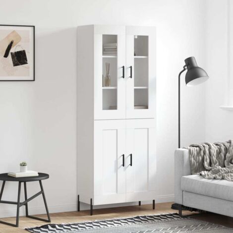 Buffet haut-Armoire de rangement Blanc 69,5x34x180 cm Bois d'ingénierie 152687 (1/5)