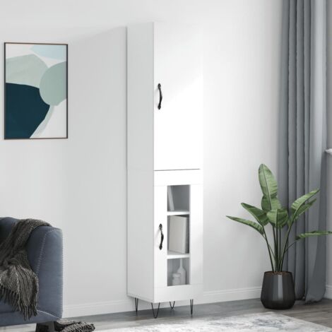 Buffet haut-Armoire de rangement Blanc 34,5x34x180 cm Bois d'ingénierie 182457 (1/5)
