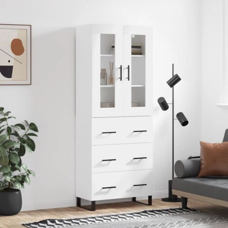 Buffet haut-Armoire de rangement Blanc 69,5x34x180 cm Bois d'ingénierie 150898 (1/5)