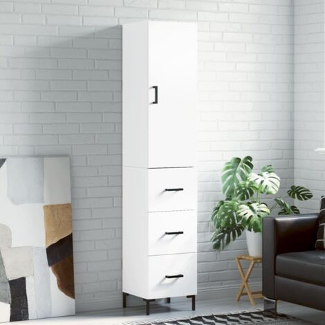 Buffet haut-Armoire de rangement Blanc 34,5x34x180 cm Bois d'ingénierie 459342 (1/5)