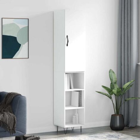 Buffet haut-Armoire de rangement Blanc 34,5x34x180 cm Bois d'ingénierie 743930 (1/5)