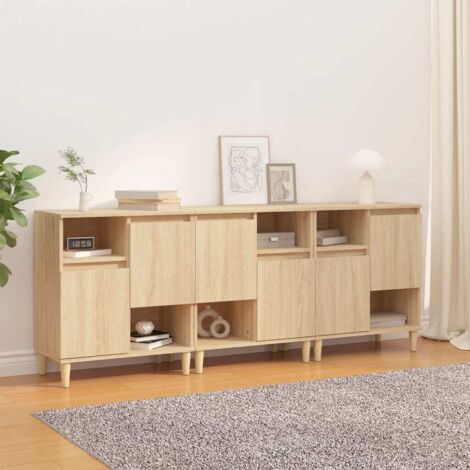 Buffets 3 pcs-Lot de 3 Meuble de rangement chêne sonoma 60x35x70 cm bois d'ingénierie 819797 (1/5)