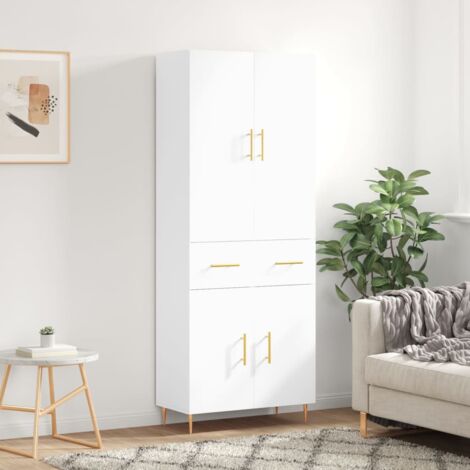 Buffet haut-Armoire de rangement Blanc 69,5x34x180 cm Bois d'ingénierie 115993 (1/5)