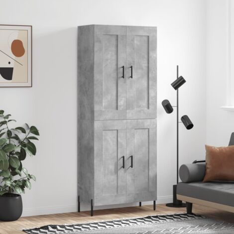 Buffet haut-Armoire de rangement Gris béton 69,5x34x180 cm Bois d'ingénierie 800836 (1/5)