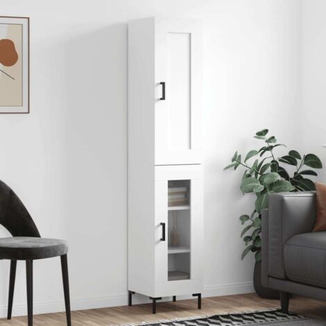 Buffet haut-Armoire de rangement Blanc 34,5x34x180 cm Bois d'ingénierie 951547 (1/5)