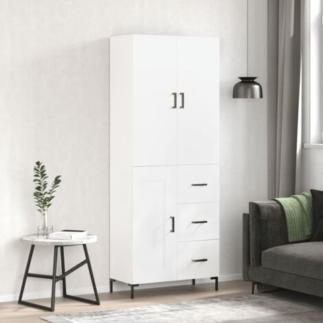Buffet haut-Armoire de rangement Blanc 69,5x34x180 cm Bois d'ingénierie 860178 (1/5)