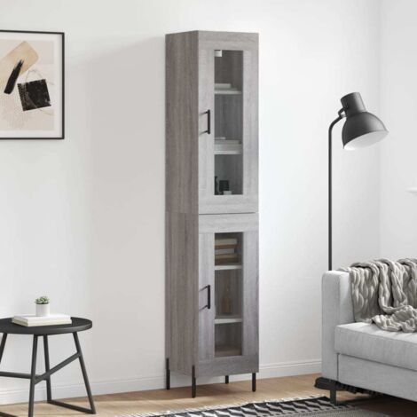 Buffet haut-Armoire de rangement Sonoma gris 34,5x34x180 cm Bois d'ingénierie 748120 (1/5)