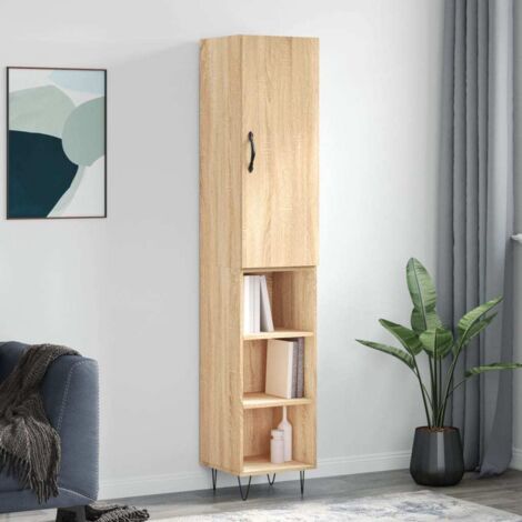 Buffet haut-Armoire de rangement Chêne sonoma 34,5x34x180 cm Bois d'ingénierie 189459 (1/5)