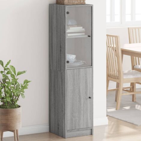 Buffet avec porte en verre-Meuble de rangement sonoma gris 35x37x142 cm 976250 (1/5)