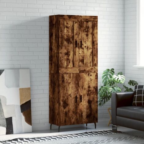 Buffet haut-Armoire de rangement Chêne fumé 69,5x34x180 cm Bois d'ingénierie 606472 (1/5)