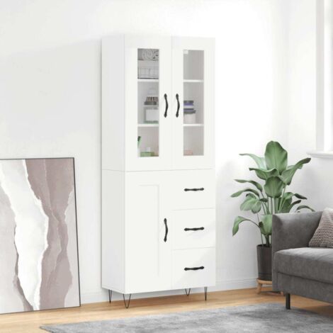 Buffet haut-Armoire de rangement Blanc 69,5x34x180 cm Bois d'ingénierie 363529 (1/5)