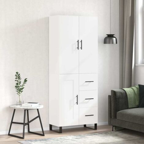 Buffet haut-Armoire de rangement Blanc 69,5x34x180 cm Bois d'ingénierie 773657 (1/5)