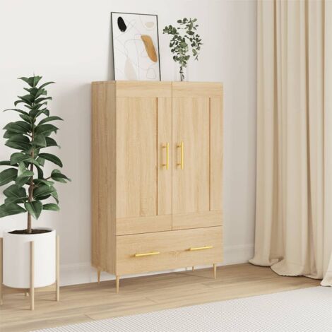 Buffet haut-Armoire de rangement chêne sonoma 69,5x31x115 cm bois d'ingénierie 451305 (1/5)