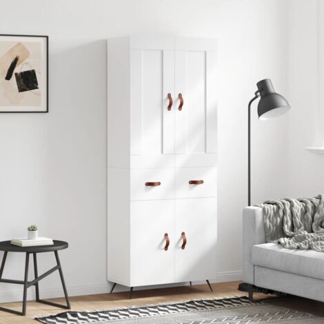 Buffet haut-Armoire de rangement Blanc 69,5x34x180 cm Bois d'ingénierie 220212 (1/5)