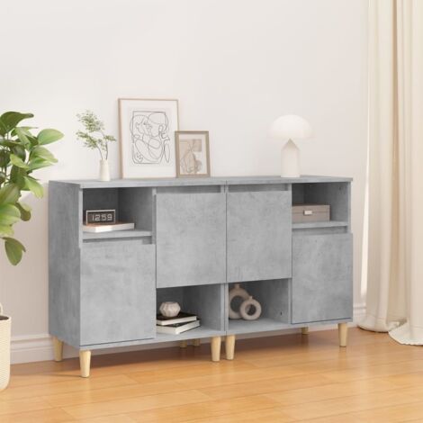 Buffets 2 pcs-Lot de 2 Meuble de rangement gris béton 60x35x70 cm bois d'ingénierie 897751 (1/5)