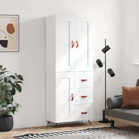 Buffet haut-Armoire de rangement Blanc 69,5x34x180 cm Bois d'ingénierie 968385 (1/5)