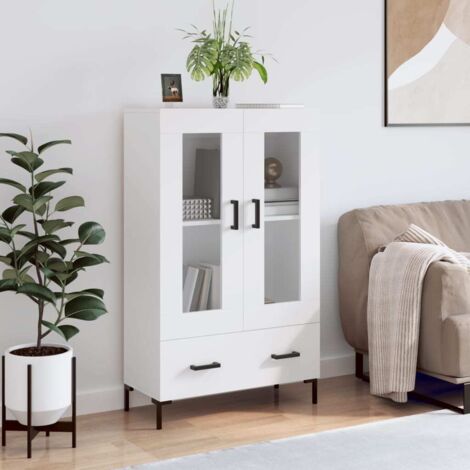 Buffet haut-Armoire de rangement blanc 69,5x31x115 cm bois d'ingénierie 124846 (1/5)