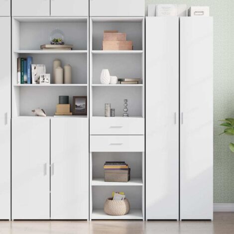 Buffet haut-Armoire de rangement blanc 50x42,5x185 cm bois d'ingénierie 690236 (1/5)