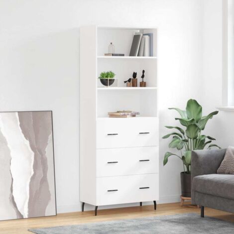 Buffet haut-Armoire de rangement Blanc 69,5x34x180 cm Bois d'ingénierie 165688 (1/5)